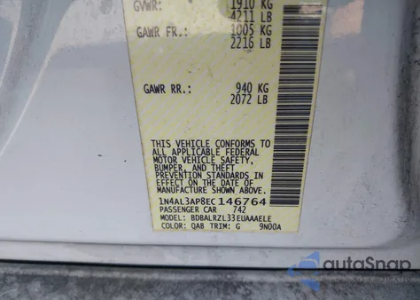 2014 Nissan Altima 2.5 S z USA, uszkodzony, nr VIN 1N4AL3AP8EC146764